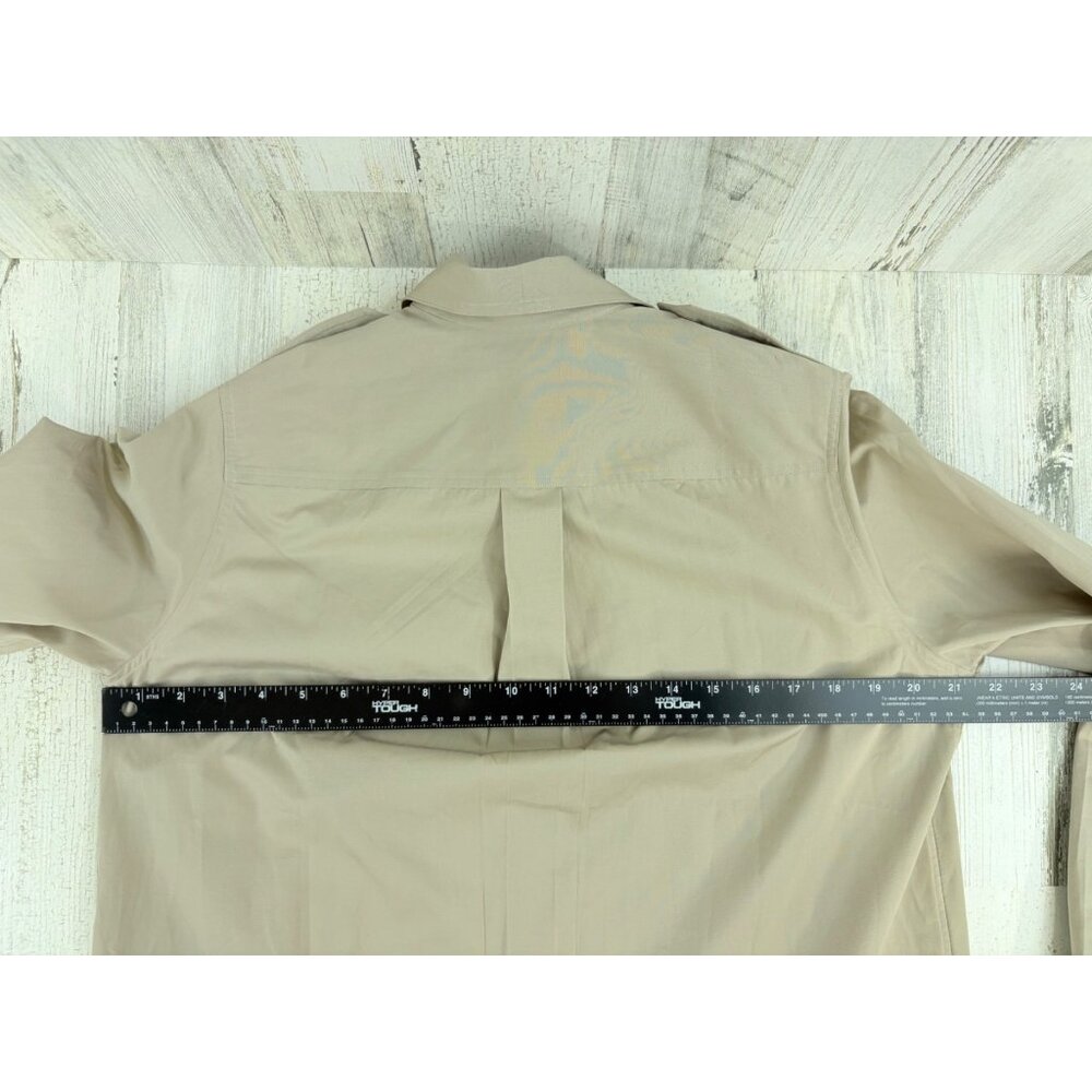 Ann Mashburn Safari Shirt Sz M Khaki Tan Button Down - Picture 15 of 15